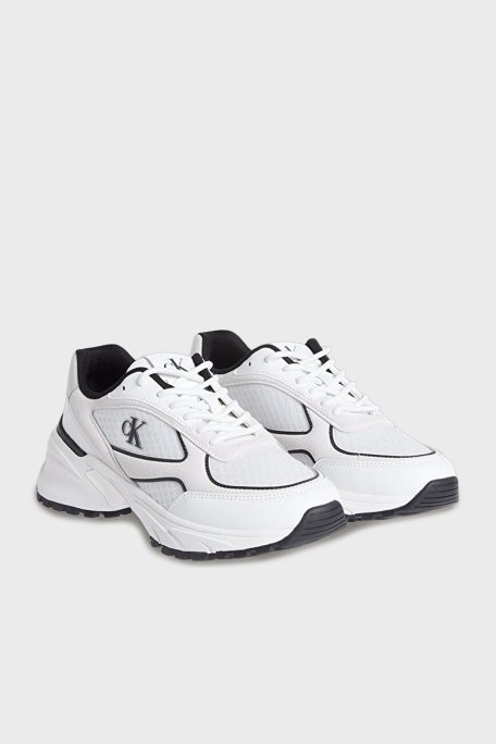Calvin Klein Logolu Süet Detaylı Sneaker YM0YM0137901W Erkek Ayakkabı YM0YM01379 01W BEYAZ-SİYAH - Calvin Klein (1)