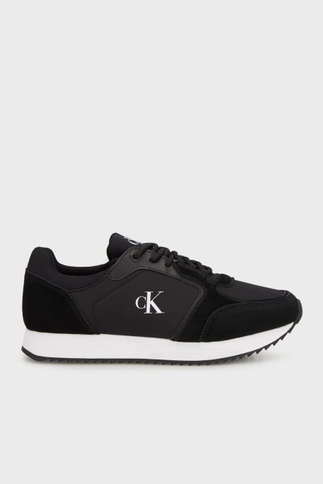 Calvin Klein Logolu Süet Detaylı Sneaker YW0YW0164401W Bayan Ayakkabı YW0YW01644 01W SİYAH - Calvin Klein