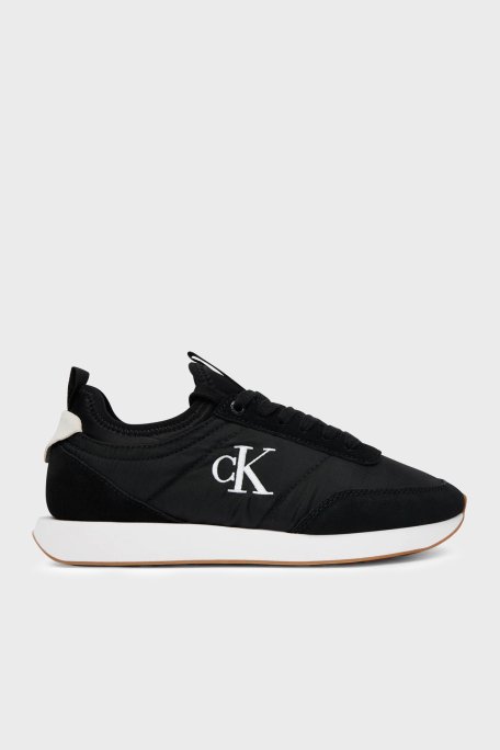 Calvin Klein Logolu Süet Detaylı Sneaker YW0YW020600GM Kadın Ayakkabı YW0YW02060 0GM SİYAH - Calvin Klein