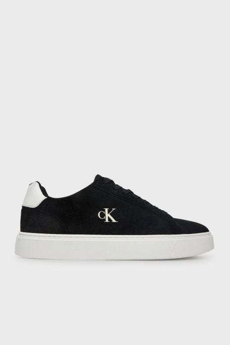 Calvin Klein Logolu Süet Sneaker YM0YM01434BEH Erkek Ayakkabı YM0YM01434 BEH SİYAH-BEYAZ - Calvin Klein