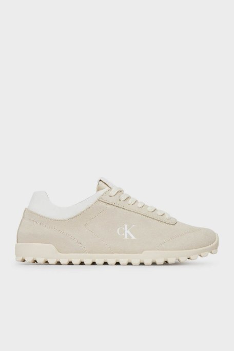 Calvin Klein Logolu Süet Sneaker YW0YW018980LN Bayan Ayakkabı YW0YW01898 0LN KREM-BEYAZ - Calvin Klein