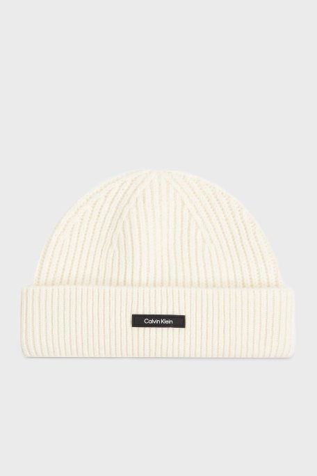 Calvin Klein Logolu Yün Karışımlı Kalın K50K512360YAH Erkek Bere K50K512360 YAH EKRU - Calvin Klein