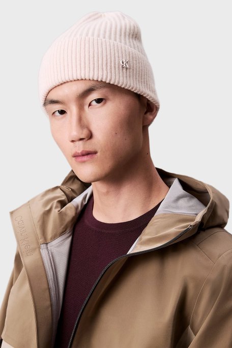 Calvin Klein Logolu Yün Karışımlı Örme LV04D8032GWFI Erkek Bere LV04D8032G WFI PUDRA - Calvin Klein (1)