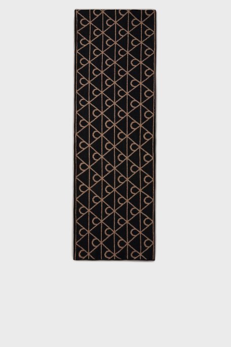 Calvin Klein Logolu Yün ve Kaşmir Karışımlı LV04D8059GUB1 Erkek Atkı LV04D8059G UB1 SİYAH - Calvin Klein