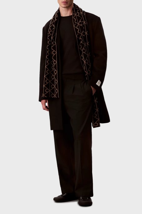 Calvin Klein Logolu Yün ve Kaşmir Karışımlı LV04D8059GUB1 Erkek Atkı LV04D8059G UB1 SİYAH - Calvin Klein (1)