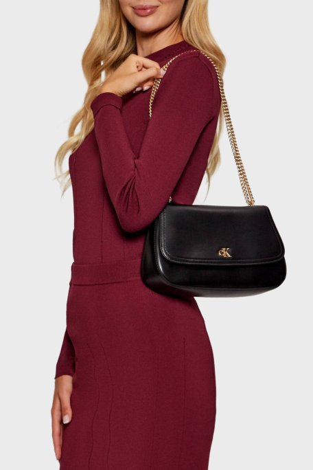 Calvin Klein Logolu Zincir Askılı LV04F3171GYIH Bayan Çanta LV04F3171G YIH SİYAH-GOLD - Calvin Klein (1)