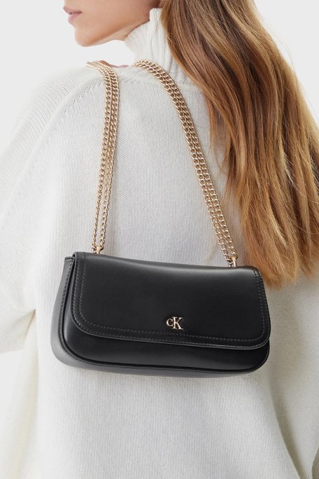 Calvin Klein Logolu Zincir Askılı LV04F3172GYIH Bayan Çanta LV04F3172G YIH SİYAH - Calvin Klein (1)