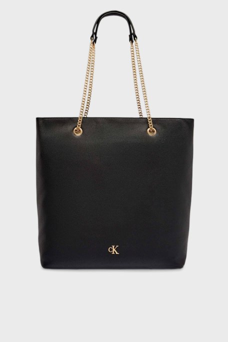 Calvin Klein Logolu Zincir Askılı Tote LV04F3204GUB1 Bayan Çanta LV04F3204G UB1 SİYAH - Calvin Klein