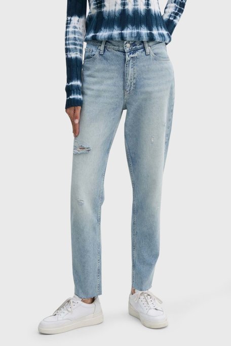 Calvin Klein Mom Fit Yüksek Bel Jeans J20J2236531AA Bayan Kot Pantolon J20J223653 1AA AÇIK MAVİ - Calvin Klein