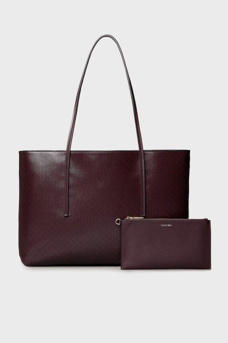 Calvin Klein Monogram Logo Baskılı Büyük LV04F3266G2XD Bayan Çanta LV04F3266G 2XD BORDO - Calvin Klein