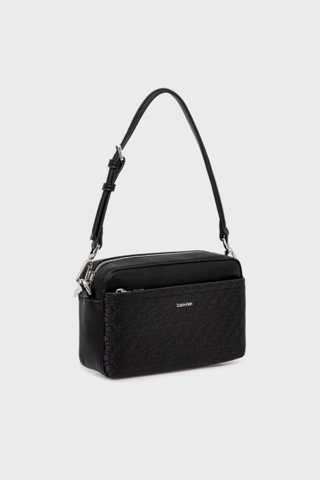 Calvin Klein Monogram Logo Baskılı Çıkarılabilir Askılı LV04F3080GUB1 Bayan Çanta LV04F3080G UB1 SİYAH - Calvin Klein