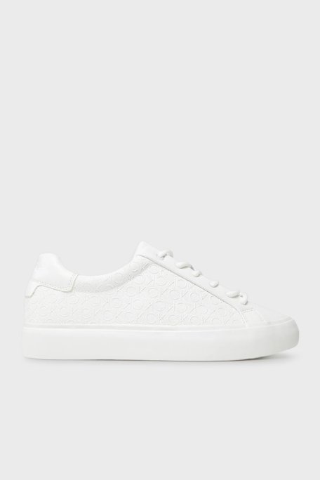 Calvin Klein Monogram Logo Baskılı Kalın Taban Sneaker HW0HW025730K4 Bayan Ayakkabı HW0HW02573 0K4 BEYAZ - Calvin Klein
