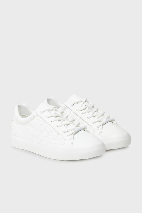 Calvin Klein Monogram Logo Baskılı Kalın Taban Sneaker HW0HW025730K4 Bayan Ayakkabı HW0HW02573 0K4 BEYAZ - Calvin Klein (1)