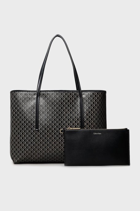 Calvin Klein Monogram Logo Baskılı Kapamasız LV04F3267G2XA Bayan Çanta LV04F3267G 2XA SİYAH - Calvin Klein