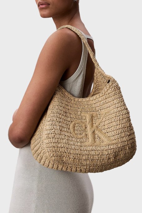 Calvin Klein Omuz Askılı El Örgüsü Large LV04F3448G0EI Bayan Çanta LV04F3448G 0EI BEJ - Calvin Klein (1)