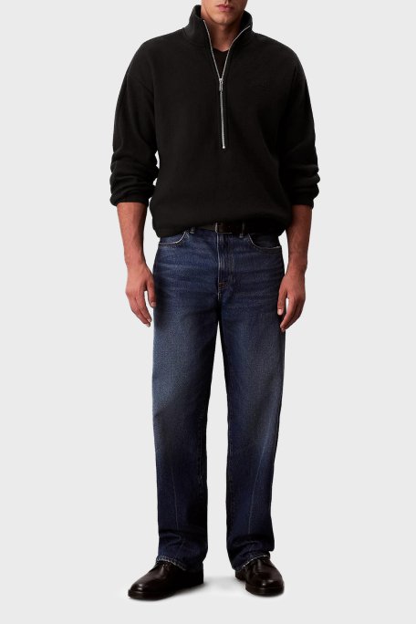 Calvin Klein Oversize Fit Yarım Fermuarlı Dik Yaka Polar LV04RD229GUB1 Erkek Sweat LV04RD229G UB1 SİYAH - Calvin Klein (1)