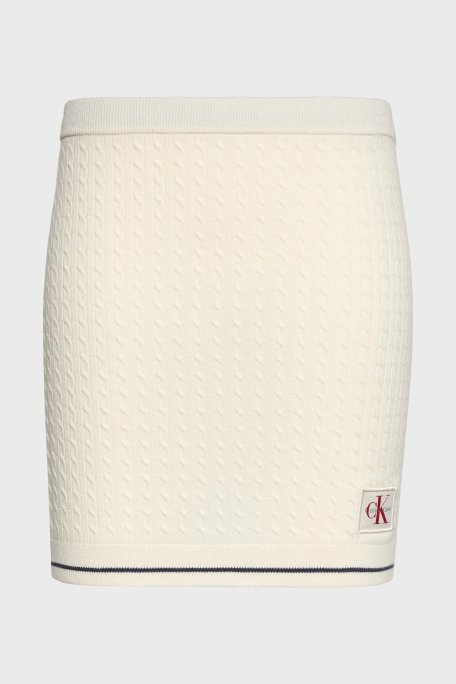 Calvin Klein Pamuk Karışımlı Slim Fit Yüksek Bel LV047F364GYAS Bayan Etek LV047F364G YAS KREM - Calvin Klein