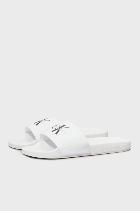 Calvin Klein Pamuk ve Kanvas Logolu YW0YW0183501W Bayan Terlik YW0YW01835 01W BEYAZ-SİYAH - Calvin Klein (1)