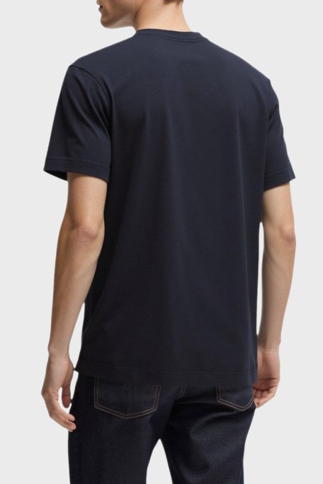 Calvin Klein Pamuk ve Keten Karışımlı Regular Fit Bisiklet Yaka KM0KM01138CEF Erkek T Shirt KM0KM01138 CEF LACİVERT - Calvin Klein (1)