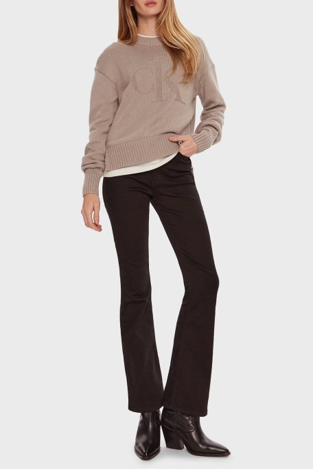 Calvin Klein Pamuk ve Yün Karışımlı Regular Fit J20J224224PCF Bayan Kazak J20J224224 PCF BEJ - Calvin Klein (1)