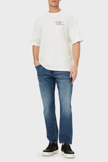 Calvin Klein Pamuklu Grafik Baskılı Regular Fit LV04RE828GYAF Erkek T Shirt LV04RE828G YAF BEYAZ - Calvin Klein (1)