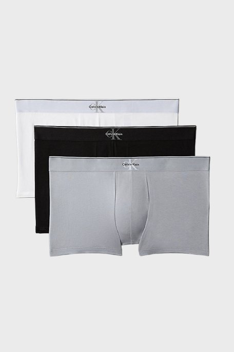 Calvin Klein Pamuklu Logolu 3 Pack LV00NB44724RV Erkek Boxer LV00NB4472 4RV SİYAH GRİ EKRU - Calvin Klein