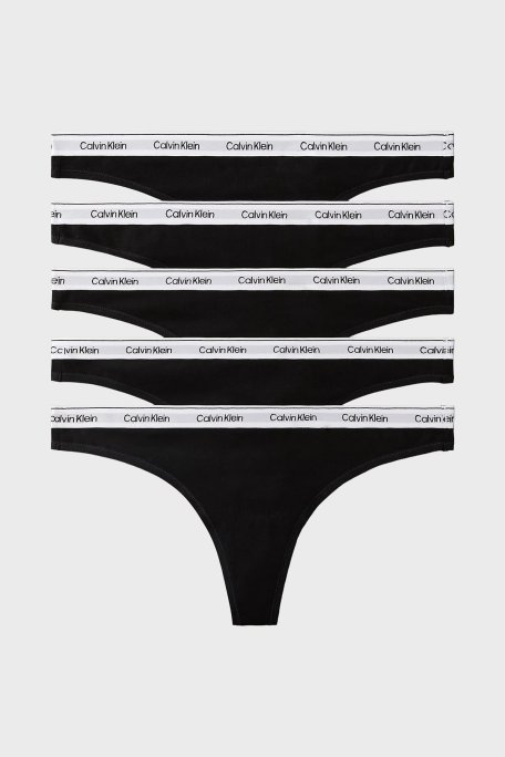 Calvin Klein Pamuklu Logolu 5 Pack LV00QD5221UB1 Bayan Külot LV00QD5221 UB1 SİYAH - Calvin Klein