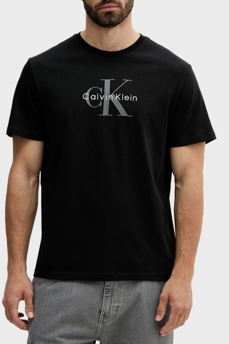 Calvin Klein Pamuklu Loose Fit Bisiklet Yaka Logolu LV04RB862GUB1 Erkek T Shirt LV04RB862G UB1 SİYAH - Calvin Klein