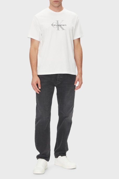 Calvin Klein Pamuklu Loose Fit Bisiklet Yaka Logolu LV04RB862GYAA Erkek T Shirt LV04RB862G YAA BEYAZ - Calvin Klein (1)