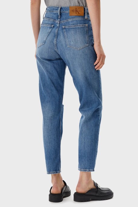 Calvin Klein Pamuklu Mom Fit Yüksek Bel Düz Paça Jeans J20J2251401A4 Bayan Kot Pantolon J20J225140 1A4 MAVİ - Calvin Klein (1)