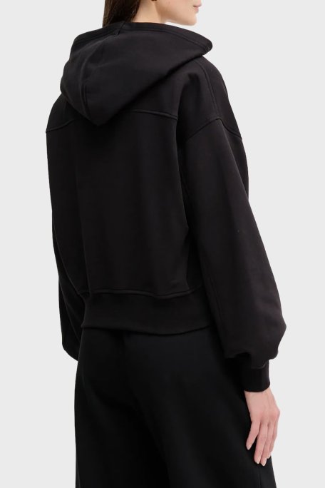 Calvin Klein Pamuklu Oversize Fit Kapüşonlu Crop LV047C216GUB1 Bayan Sweat LV047C216G UB1 SİYAH - Calvin Klein (1)