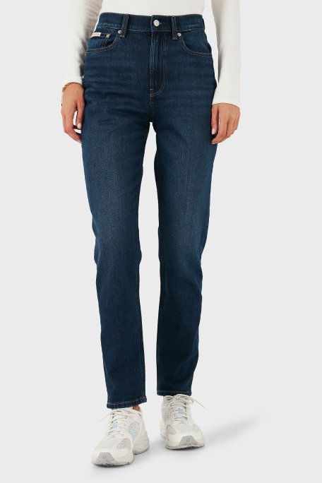 Calvin Klein Pamuklu Regula Fit Yüksek Bel Düz Paça Jeans LV047D842G30W Bayan Kot Pantolon LV047D842G 30W LACİVERT - Calvin Klein
