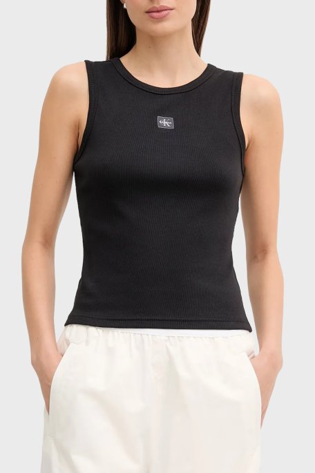 Calvin Klein Pamuklu Regular Fit Bisiklet Yaka Logolu LV047C201GUB1 Bayan Top LV047C201G UB1 SİYAH - Calvin Klein