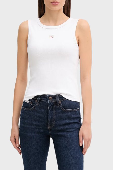 Calvin Klein Pamuklu Regular Fit Bisiklet Yaka Logolu LV047C201GYAA Bayan Top LV047C201G YAA BEYAZ - Calvin Klein