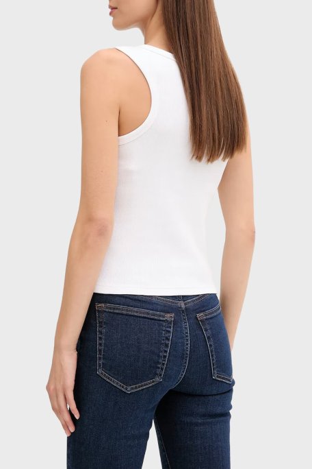 Calvin Klein Pamuklu Regular Fit Bisiklet Yaka Logolu LV047C201GYAA Bayan Top LV047C201G YAA BEYAZ - Calvin Klein (1)