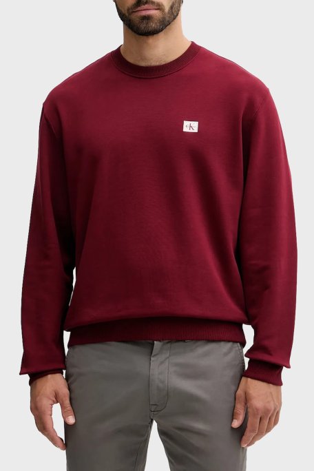 Calvin Klein Pamuklu Regular Fit Bisiklet Yaka Logolu LV04RC273GWCV Erkek Sweat LV04RC273G WCV BORDO - Calvin Klein