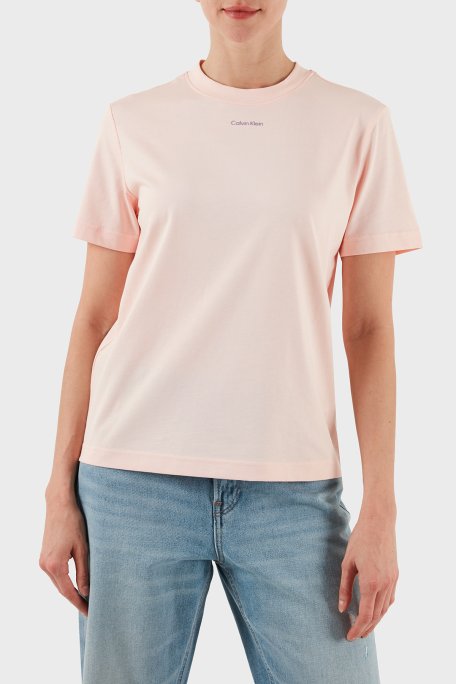 Calvin Klein Pamuklu Regular Fit Bisiklet Yaka Logolu LV147C857GVI7 Bayan T Shirt LV147C857G VI7 AÇIK PEMBE - Calvin Klein