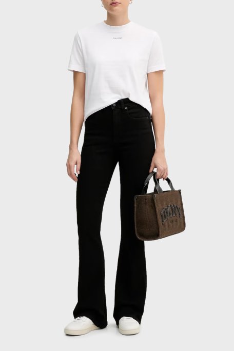 Calvin Klein Pamuklu Regular Fit Bisiklet Yaka Logolu LV147C857GYAA Bayan T Shirt LV147C857G YAA BEYAZ - Calvin Klein (1)