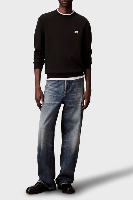 Calvin Klein Pamuklu Regular Fit Bisiklet Yaka LV04RC273GUB1 Erkek Sweat LV04RC273G UB1 SİYAH - Calvin Klein (1)