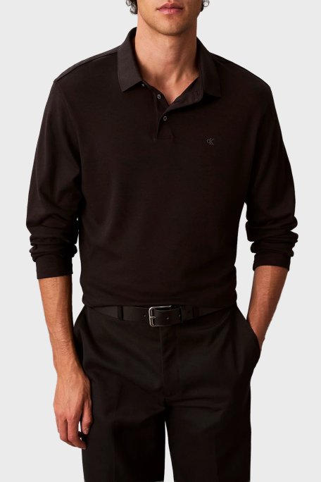 Calvin Klein Pamuklu Regular Fit Düğmeli LV040EM909GRO Erkek Polo Yaka Sweat LV040EM909 GRO KAHVE - Calvin Klein