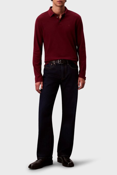 Calvin Klein Pamuklu Regular Fit Düğmeli LV040EM909WCV Erkek Polo Yaka Sweat LV040EM909 WCV BORDO - Calvin Klein (1)