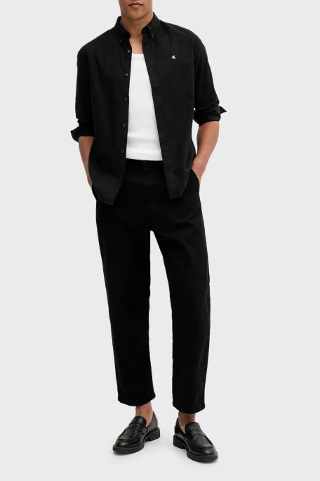 Calvin Klein Pamuklu Regular Fit Düğmeli Yaka Uzun Kollu LV140EM125UB1 Erkek Gömlek LV140EM125 UB1 SİYAH - Calvin Klein (1)