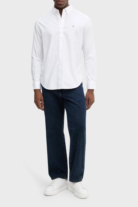 Calvin Klein Pamuklu Regular Fit Düğmeli Yaka Uzun Kollu LV140EM125YAA Erkek Gömlek LV140EM125 YAA BEYAZ - Calvin Klein (1)