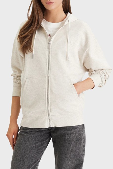 Calvin Klein Pamuklu Regular Fit Kapüşon Yaka LV047F205GP4P Bayan Sweat LV047F205G P4P BEJ - Calvin Klein