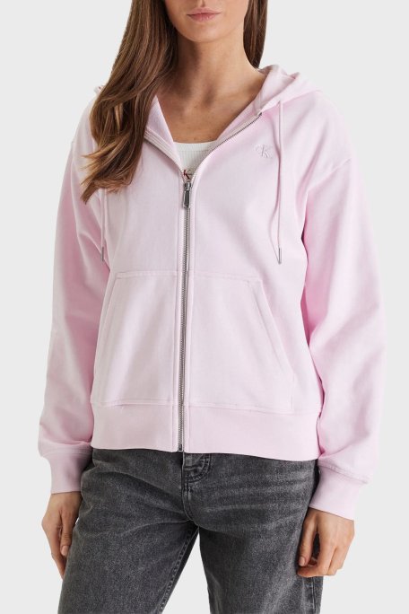Calvin Klein Pamuklu Regular Fit Kapüşonlu Fermuarlı LV047B237GTN9 Bayan Sweat LV047B237G TN9 PEMBE - Calvin Klein