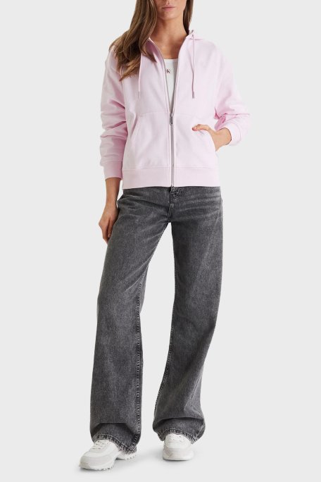 Calvin Klein Pamuklu Regular Fit Kapüşonlu Fermuarlı LV047B237GTN9 Bayan Sweat LV047B237G TN9 PEMBE - Calvin Klein (1)