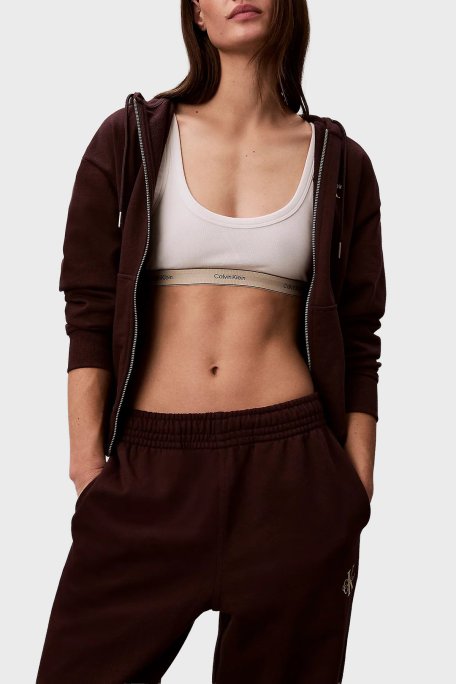 Calvin Klein Pamuklu Regular Fit Kapüşonlu Logolu LV047B270G2E8 Bayan Sweat LV047B270G 2E8 MOR - Calvin Klein