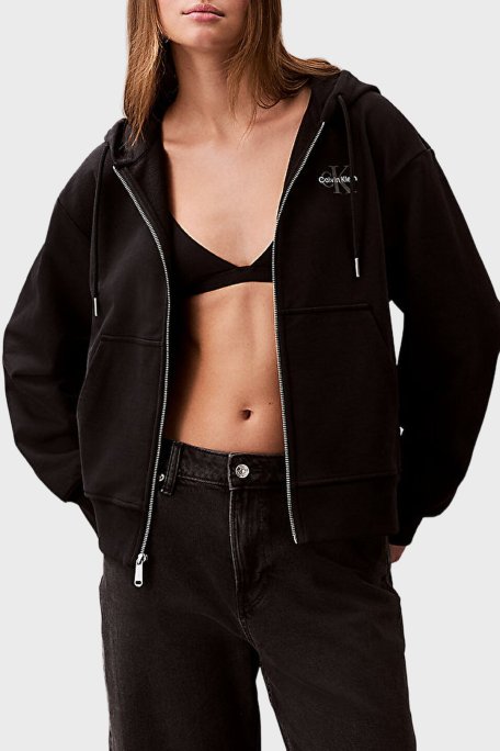 Calvin Klein Pamuklu Regular Fit Kapüşonlu Logolu LV047B270GUB1 Bayan Sweat LV047B270G UB1 SİYAH - Calvin Klein