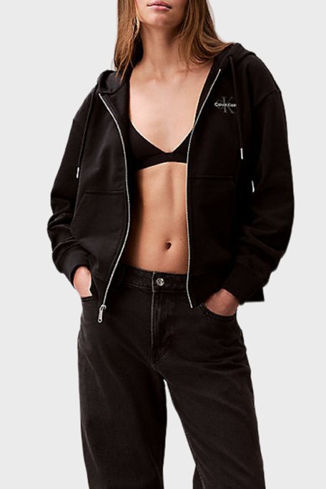 Calvin Klein Pamuklu Regular Fit Kapüşonlu Logolu LV047B270GUB1 Bayan Sweat LV047B270G UB1 SİYAH - Calvin Klein (1)