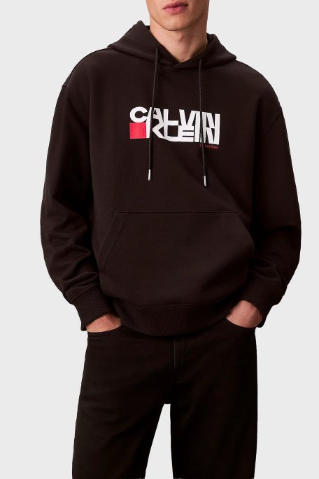 Calvin Klein Pamuklu Regular Fit Kapüşonlu Logolu LV04RD258GUB1 Erkek Sweat LV04RD258G UB1 SİYAH - Calvin Klein